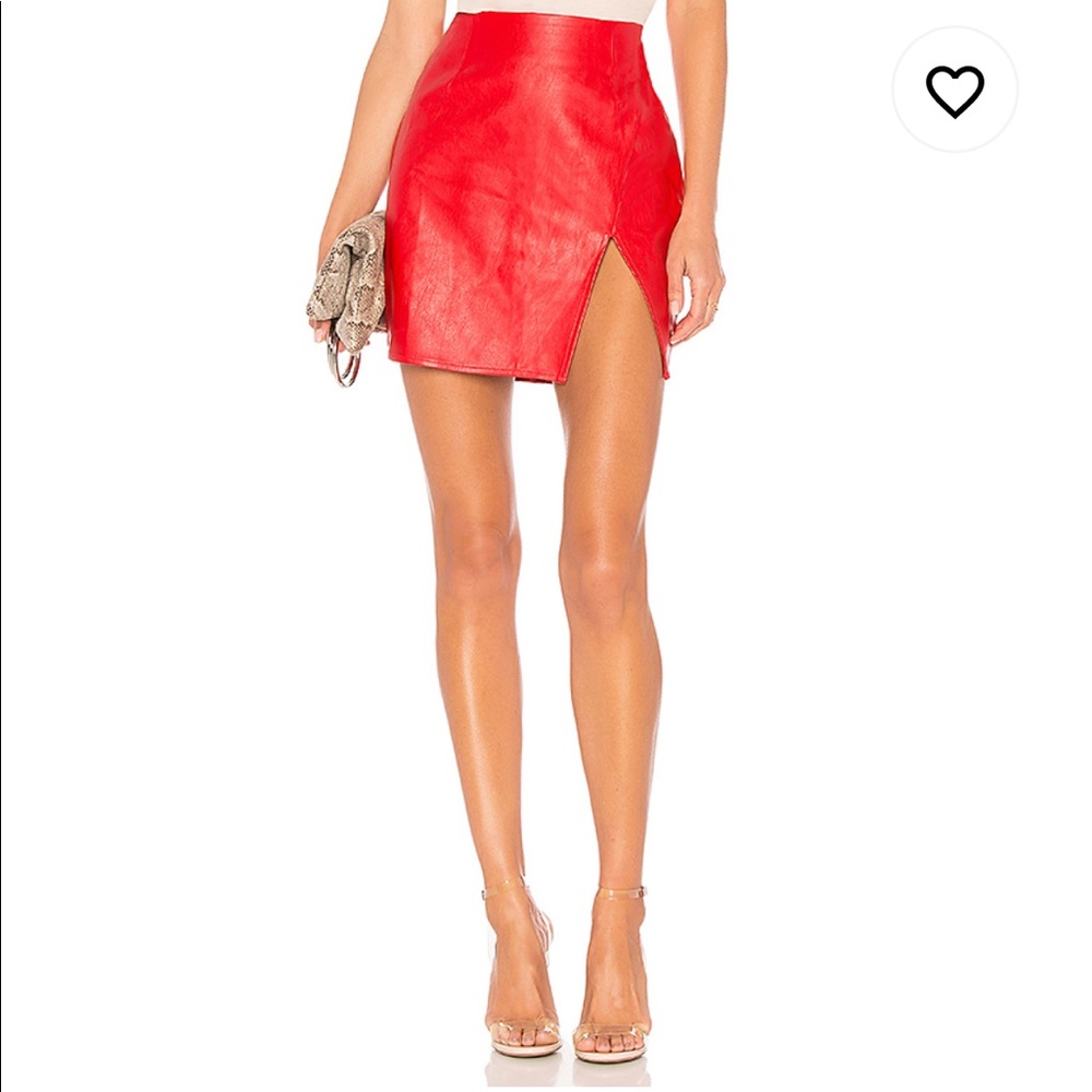 Revolve - superdown Trinity Faux Red Leather Skirt